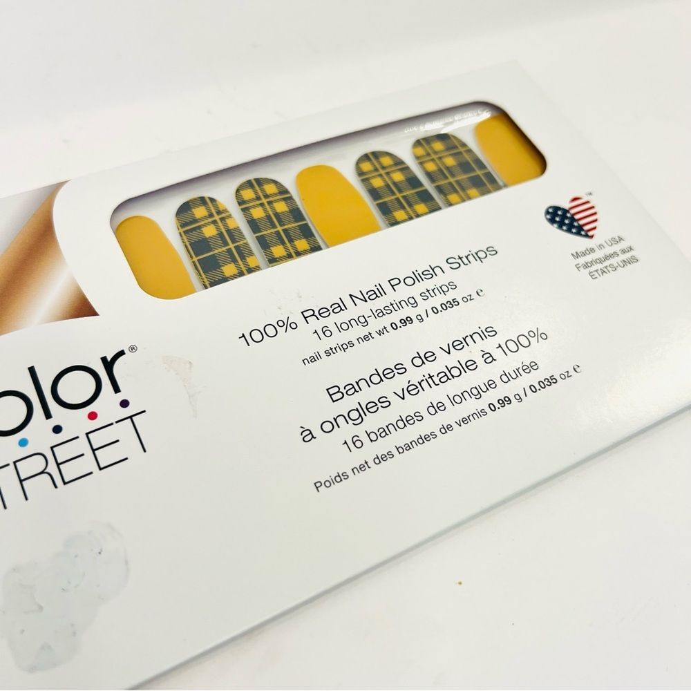 Color Street Yellow Plaid Nail Polish Strips NIP Fall Checkered Retired HTF